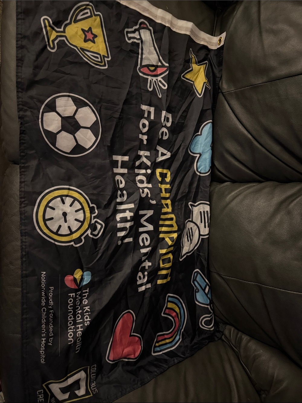 Columbus crew mls soccer team collectible game flag kids mental health day